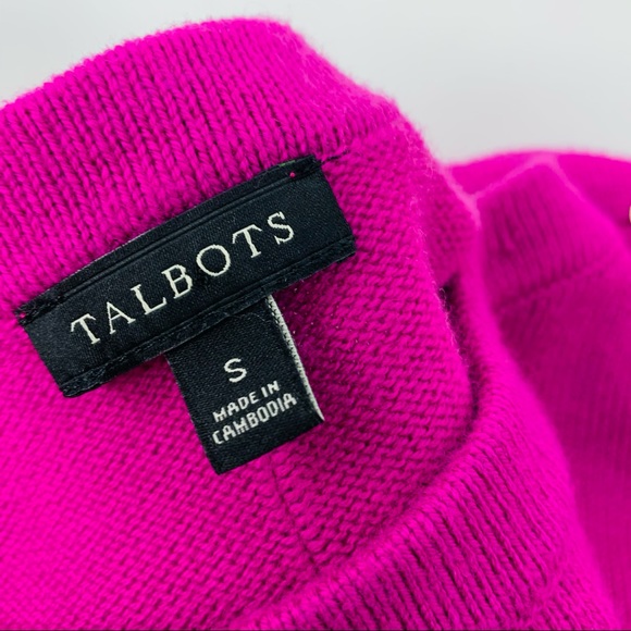 NEW Talbots Hot Pink button Cotton Sweater - Picture 9 of 10
